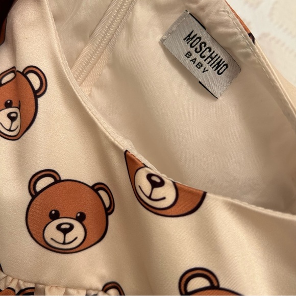 MOSCHINO BABY Satin Bear Ruffle Sleeved Dress - Picture 3 of 4